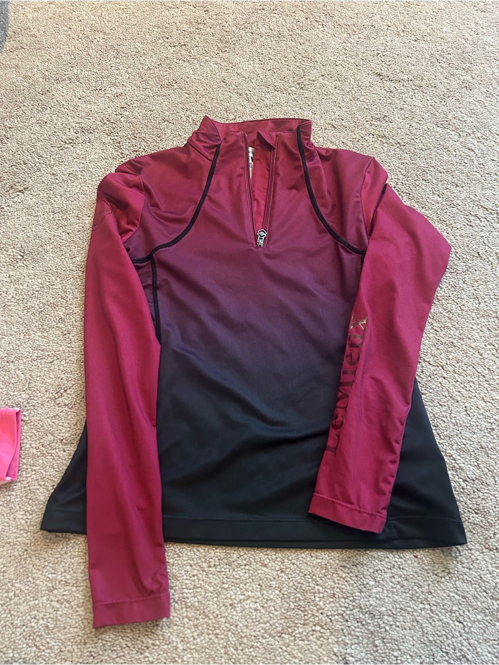 Burgundy Ombre Long Sleeve Half-Zip Tee